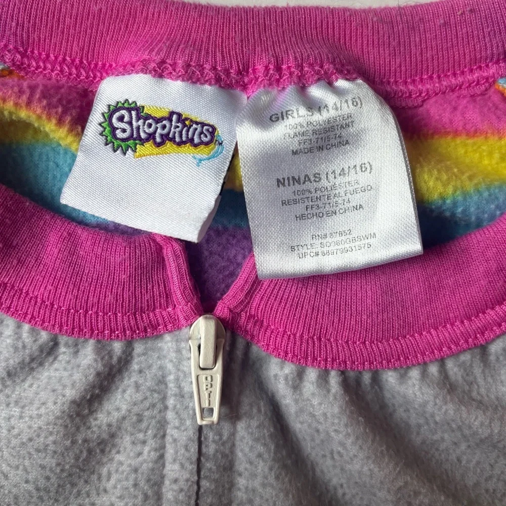 Shopkins Girls 14/16 Fleece Rainbow Footless Pajama Onesie Sleeper Colorful 2017 - Picture 6 of 10